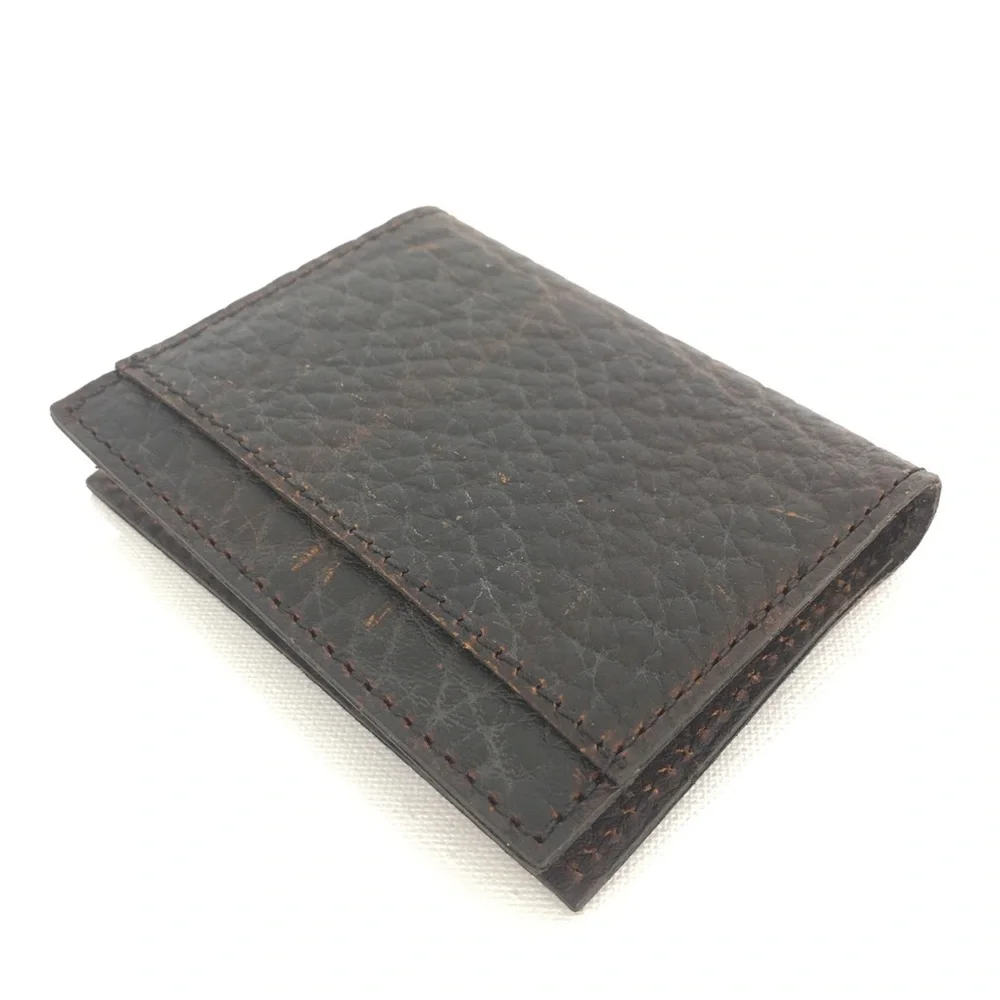 Red Dirt Hat Co Mens Bison Grain Leather Bifold Card Case NEW Brown Wallet NWT